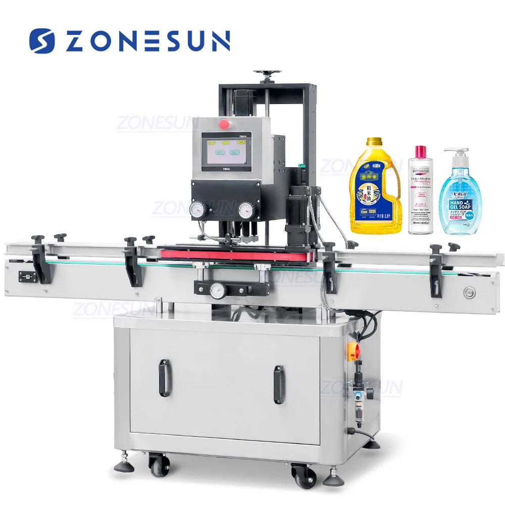 ZONESUN ZS-XG440S Automatic Servo Motor 4 Wheel Dropper Screw Trigger Plastic Bottle Capping Machine