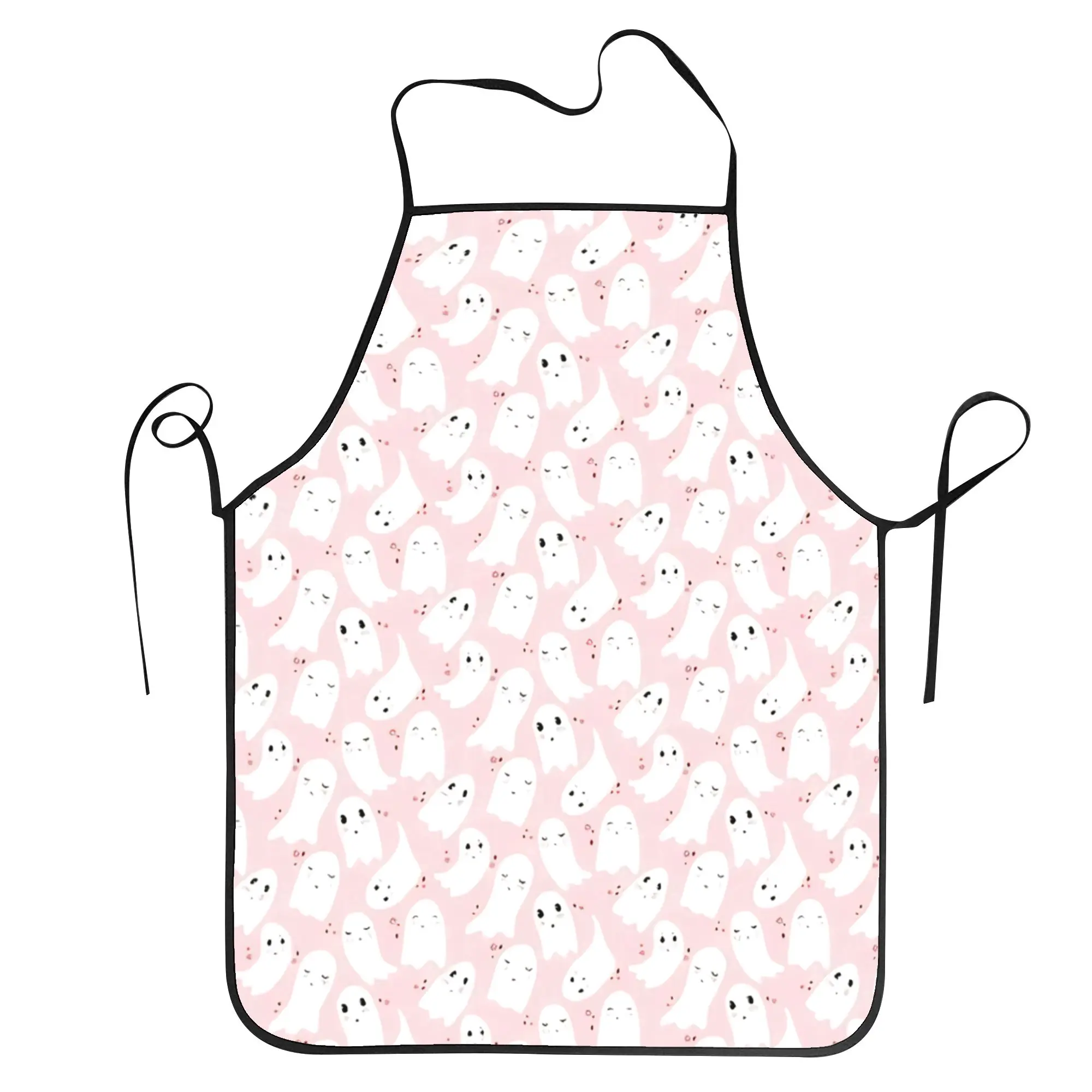 Cute ghost Floating Aprons Pink Coquette Ghost Kitchen Baking Bib Tablier Home Cleaning Gardening Pinafores for Manicurist