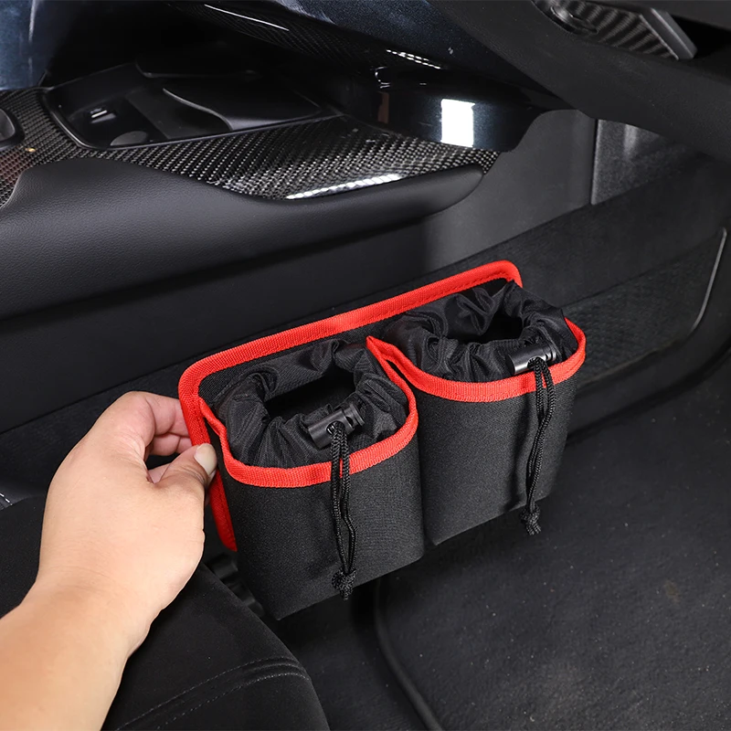 

For Toyota Supra MK5 A90 19-22 Car center shifter on both sides of the water cup miscellaneous storage bag Oxford cloth/PP board