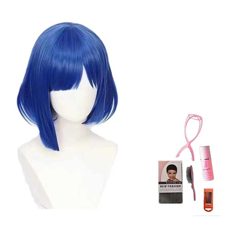 Parrucca cosplay anime onely Rolling - Capelli corti blu Mizuho Yamada, leggera e per lo styling, parrucca di personaggi per i fan dell'ACG