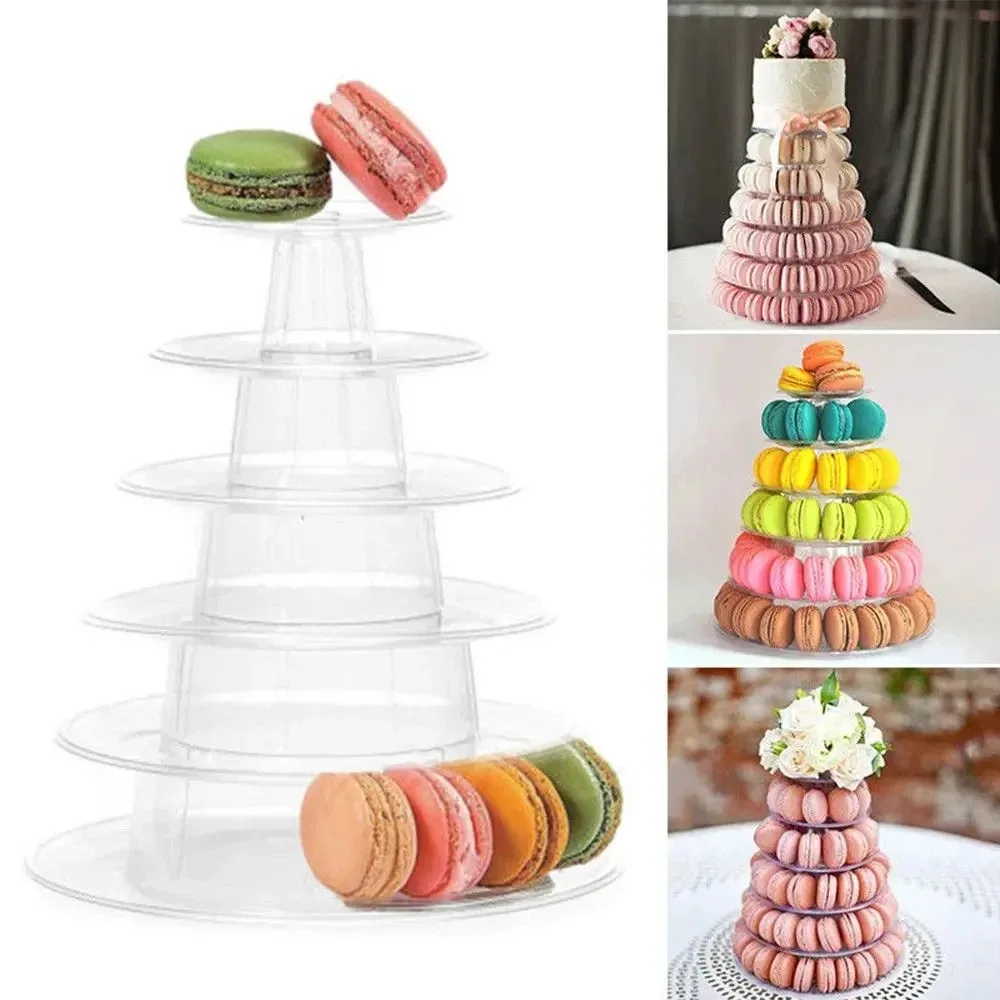 

Cake Display Stand 6 Layers Macaroon Pyramid Tower Plastic Party Supplies Kitchen Wedding Birthday Cake Decor Bakeware Tools