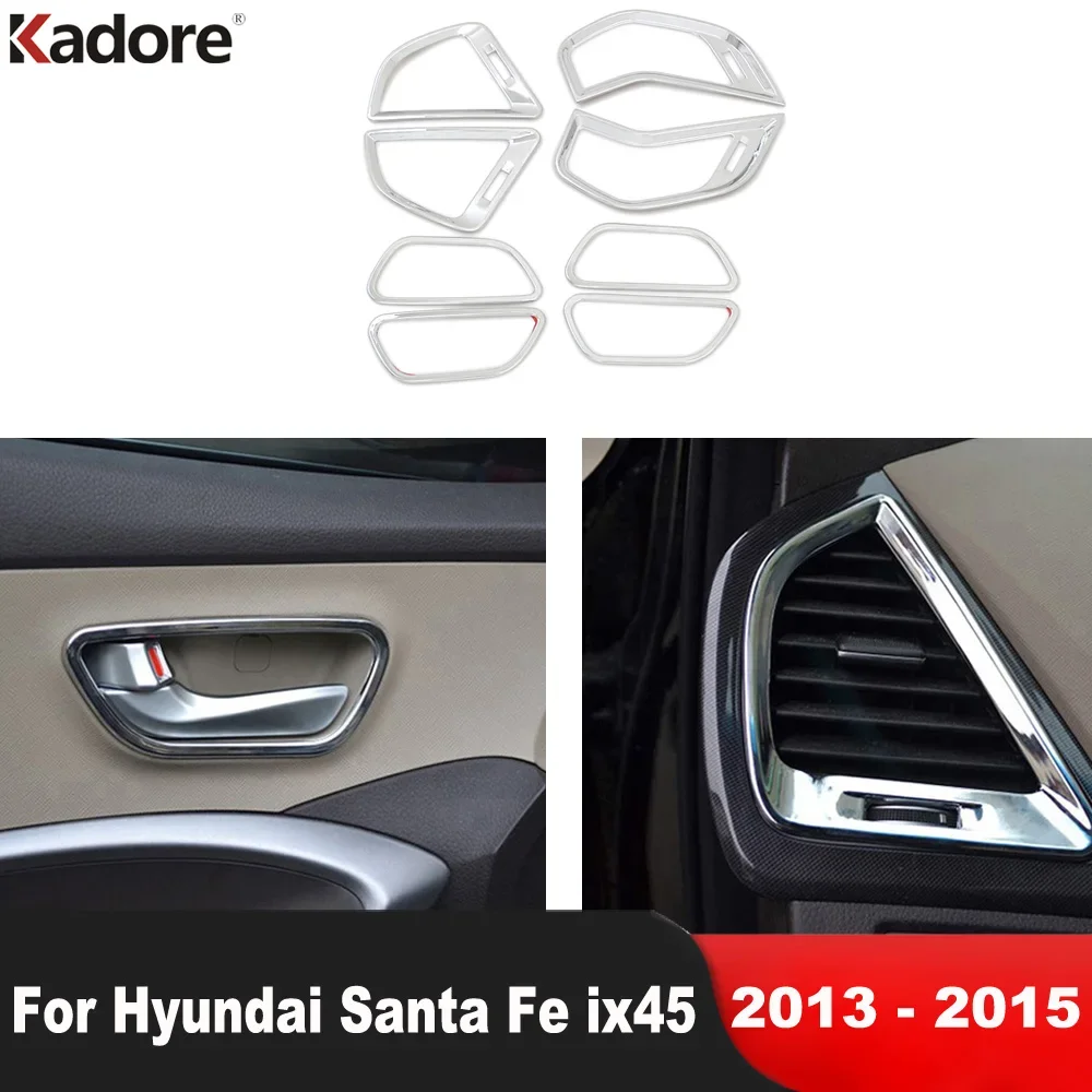 

Car Air Vent Outlet Cover Trim For Hyundai Santa Fe 2013 2014 2015 Chrome Interior Accessories Inner Door Handle Bowl Cover Trim
