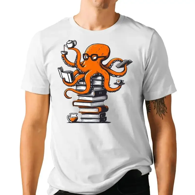 Reading Octopus T Shirt Coffee Tea Bookish