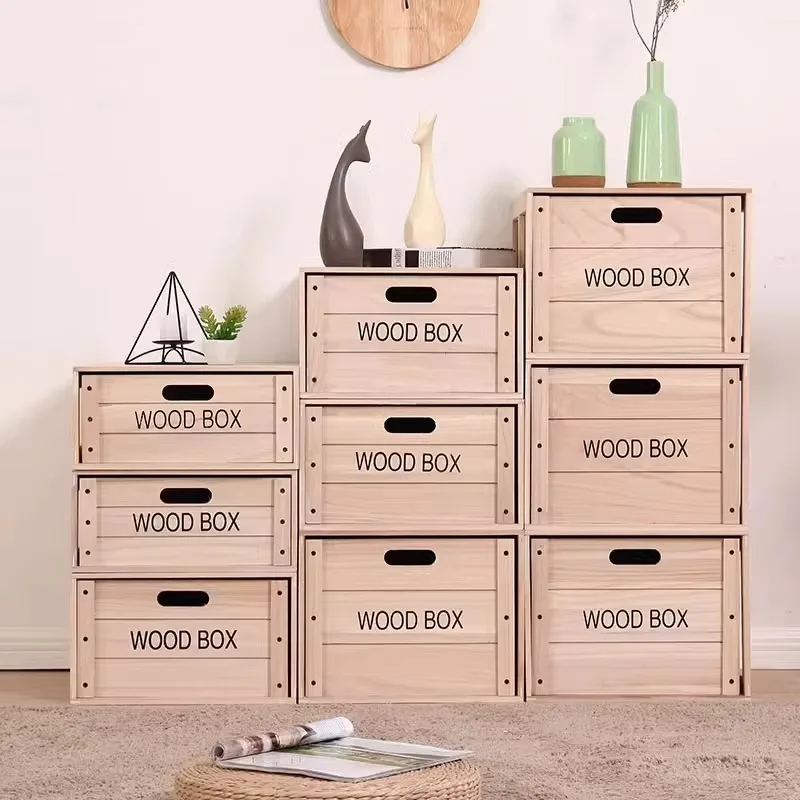 Storage box Wooden box Storage box Solid wood drawer storage box Combination bedroom finishing box Queen bed bottom storage