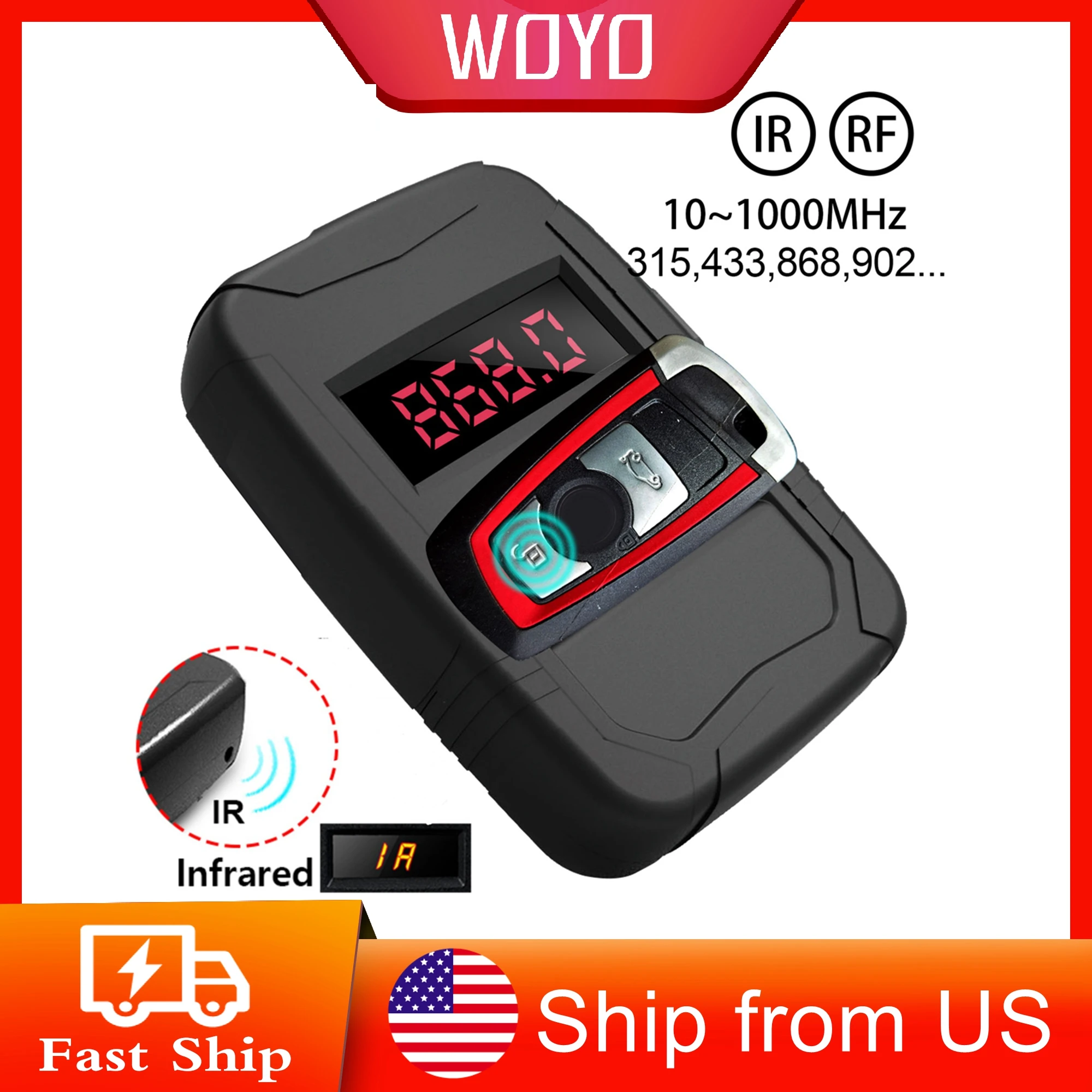 

WOYO PL001 Тестер радиочастоты автомобильного ключа от 10 МГц до 1000 МГц, ИК инфракрасный пульт дистанционного управления для ТВ дверей, доставка со склада в Польше и США