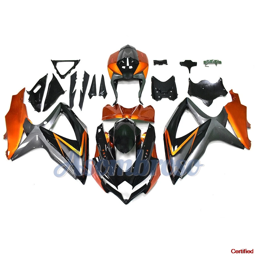 Full Fairings kit fit For GSXR 600 750 2008 2009 K8 GSXR600 GSXR750 08 09 10 orange gray black Bodywork cover