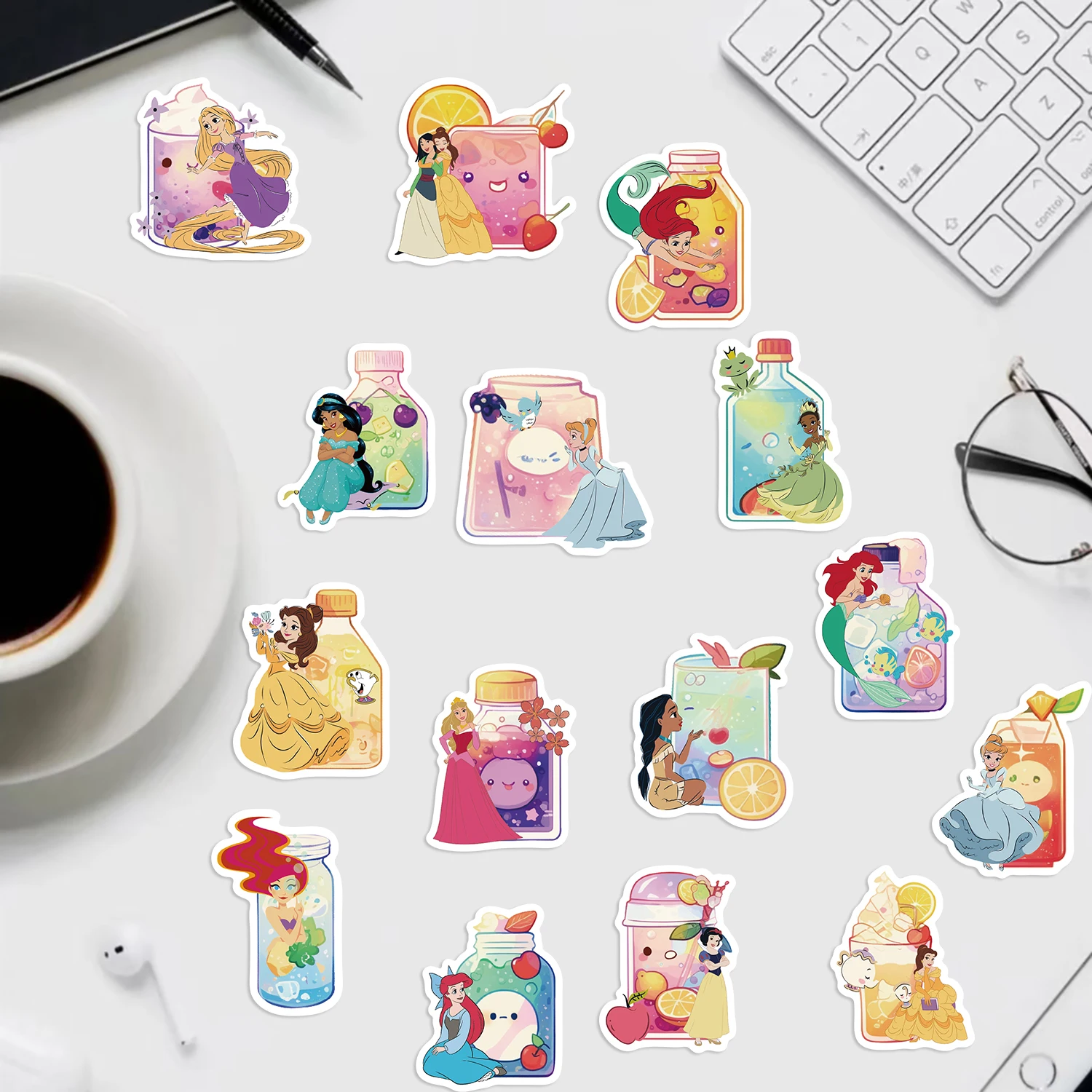 50 قطعة من ملصقات أميرات الدلو من ديزني، ملصق يوميات الكمبيوتر المحمول والأمتعة ولوح التزلج، ملصق كرتوني ممتع كلاسيكي لتزيين الهدايا #5