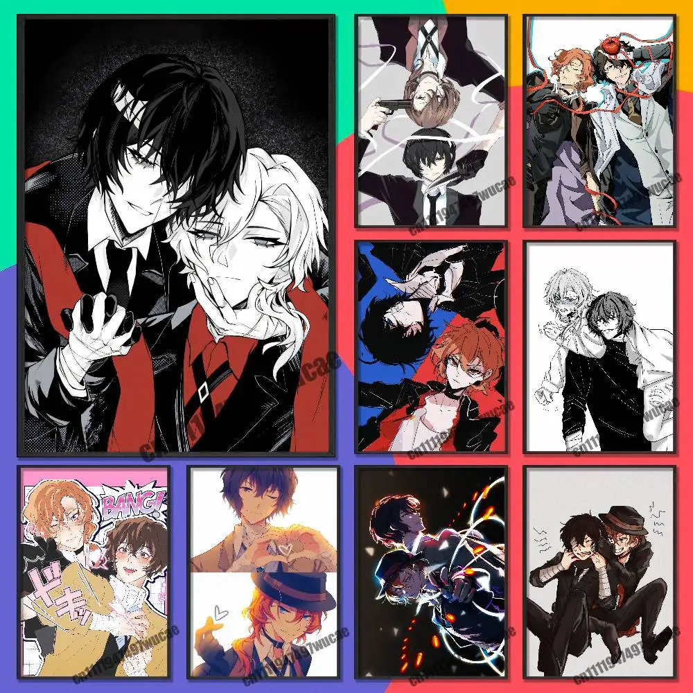 For Osamu Dazai Chuuya Nakahara Soukoku BSD Bungou Stray Dogs Poster Cover Wall Murals Self-adhesive Sticker Playbill Film