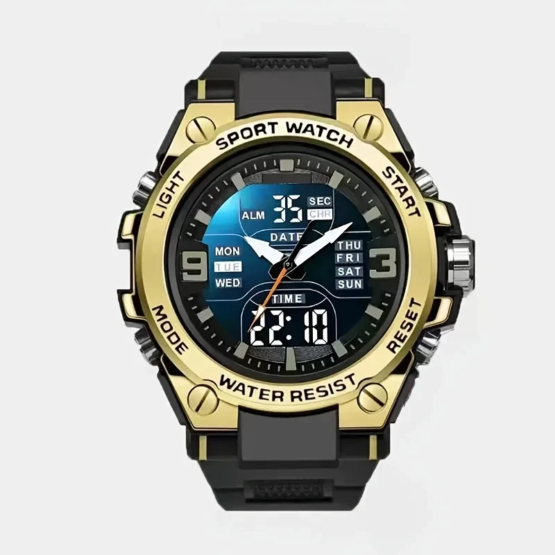 Men's Fashion Trends Digital Sport Watch Alarm Clock Timing Date Led Luminous Function Alloy Case Perfect For Outdoor Activities
