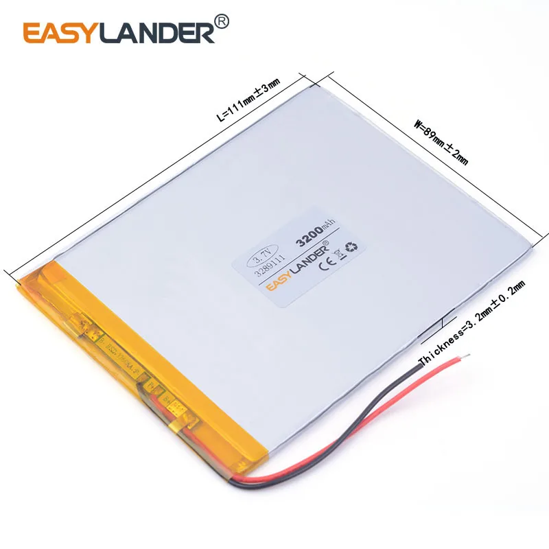 Baterai polimer Lithium Li 3.7V 3200mAh 3289111 dapat diisi ulang untuk tablet pc