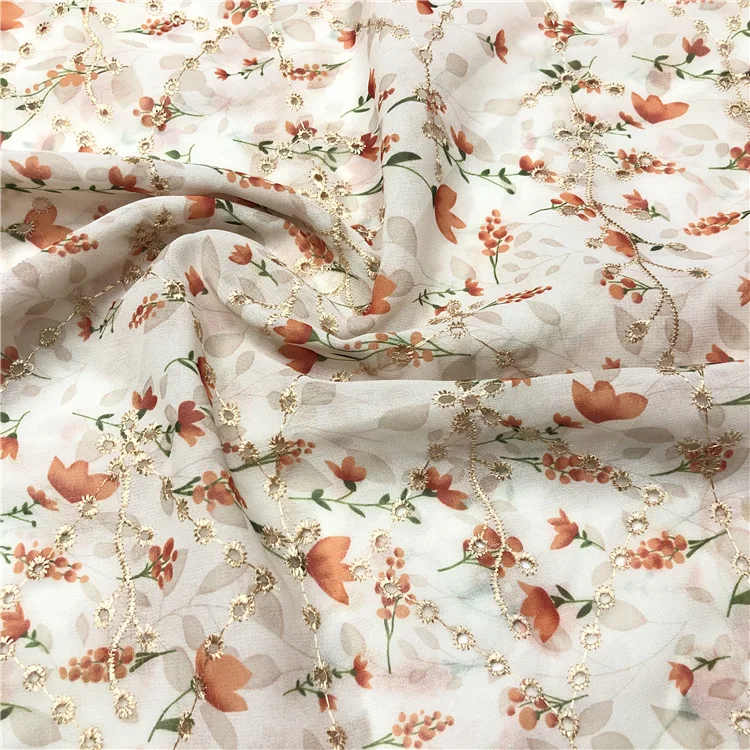 Французский высококачественный шифон с вышивкой, модная африканская ткань с принтом и выдолбленной разноцветной кружевной вышивкой.