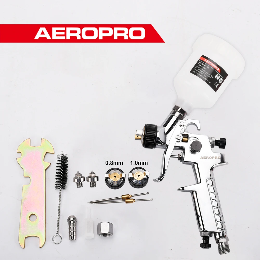 AEROPRO HVLP Spray Gun 1.0/0.8mm nozzle Paint Spray Gun For Car Painting Pneumatic Finish Paint Repair Airbrush Mini Spray gun