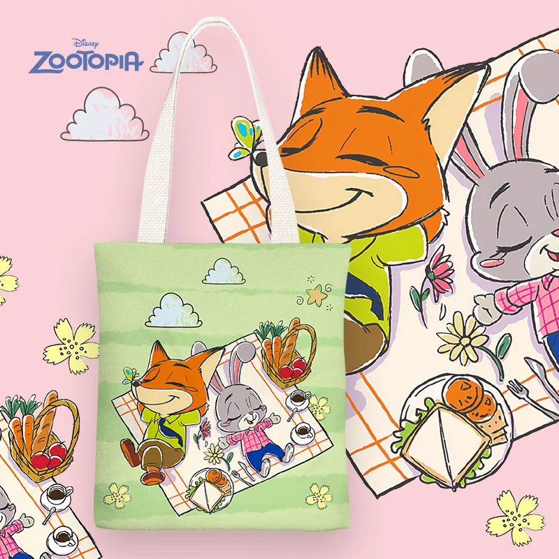 Zootopia2 수납 가방 귀여운 어린이용 캔버스 가방 만화 애니메이션 주변 장난감 핸드백 패셔너블 시티 백 내구성 있는 토트백