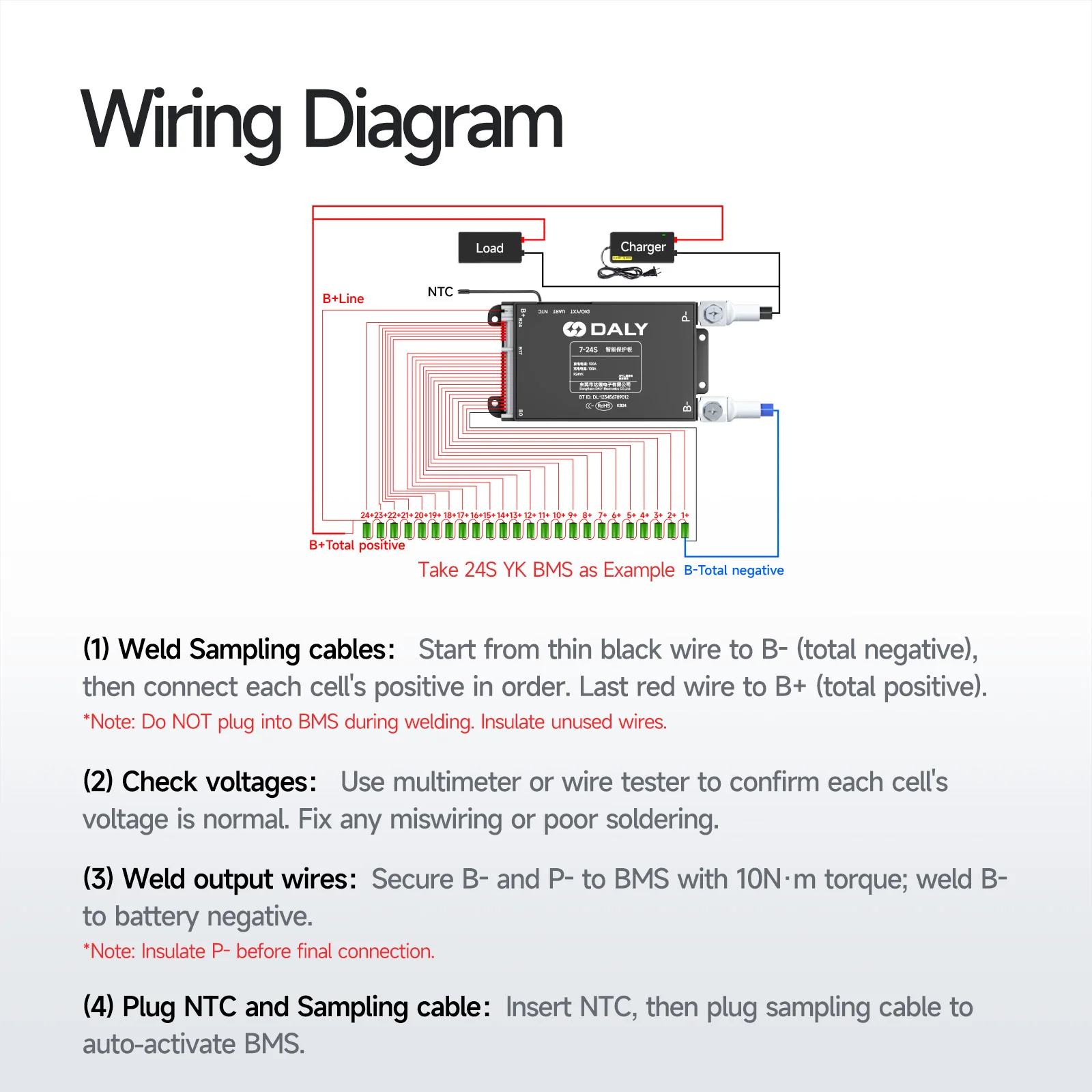 Daly Smart BMS UART 30A 40A 60A 4S-8S 7S-17S 7S-24S smart serial ,Built-in Bluetooth,  Lithium Battery Lifepo4 Li-Ion LTO