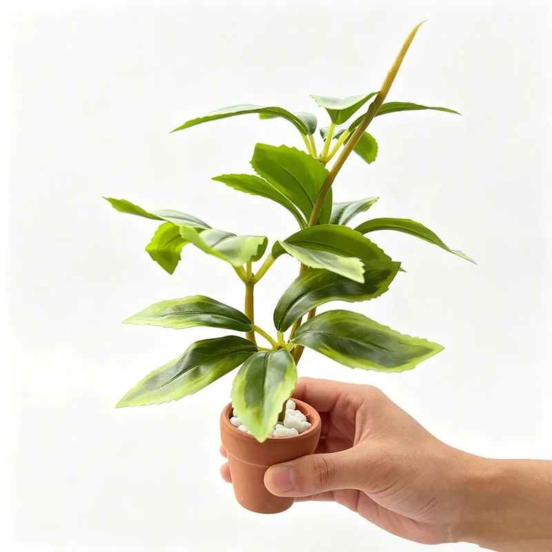 Mini Ceramic Pot Artificial Green Plant Potted Plant Model Pocket Miniature Bonsai Micro Landscape Desktop Decor Ornament