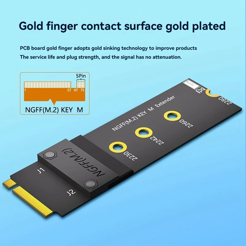 M.2 SSD Verlengkabel M.2(NGFF) Sleutel M Nvme Verlengkabel Extender Ondersteuning 2230/2240/2260/2280 Harde Schijf