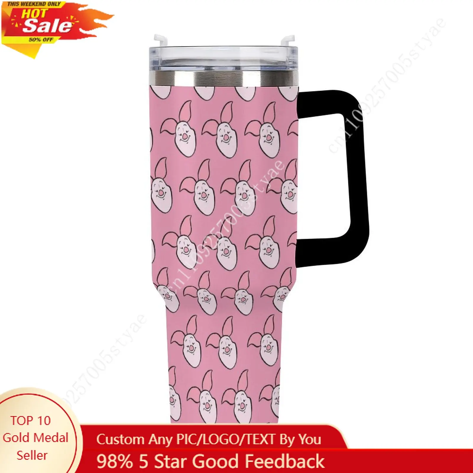 

Piglet Insulated Water Bottle Disney Cartoon Custom Design Your Personal Text Images Car Cup Travel Water Bottle 40 Oz