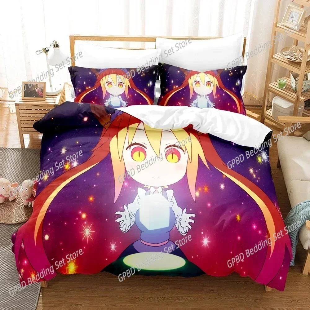 3D Printed Anime Miss Kobayashis Dragon Maid Kanna Comfortable Duvet Cover Pillowcase Bedding Set Children Bedroom Decoration
