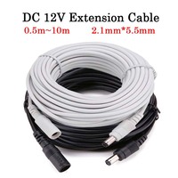 DC 12V Extension Power Cable 2.1mm*5.5mm Male To Female Connect Wire White Black 0.5m 1m 2m 3m 5m 10m For LED Light CCTV Camera