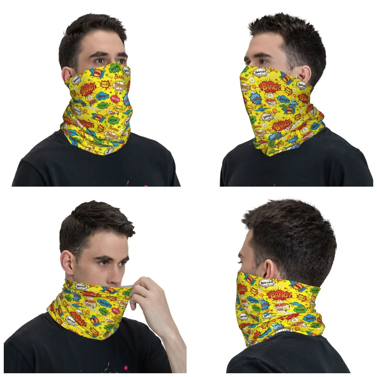 Comic Colorful Books Bandana Neck Gaiter Printed Mask Scarf Warm Balaclava Hiking Unisex Adult Washable