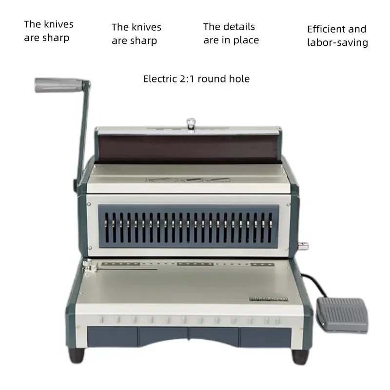 2:1 Pitch Electric Double-Loop Wire Binding Machine / Electric Coil Binding Machine / Punching Machine for Double-Wire Calendars