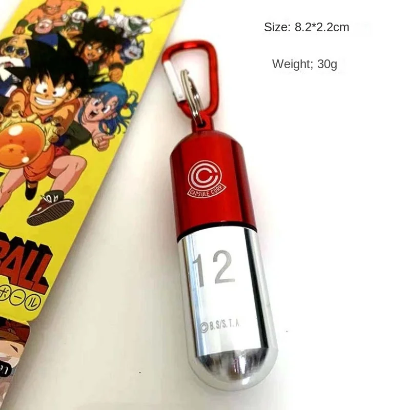 Dragon Ball Son Goku Keychain Time Capsule Bottle Pill Type Keychain Aluminum Alloy Storage Bottle Fashion Pendant Keyring Gifts