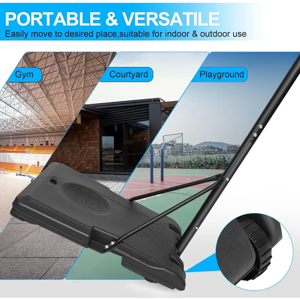 Przenośny system koszykówki dla młodzieży - regulowana wysokość od 1,47 do 2,35 m, tablica 28 cali, odpowiedni dla nastolatków i dzieci