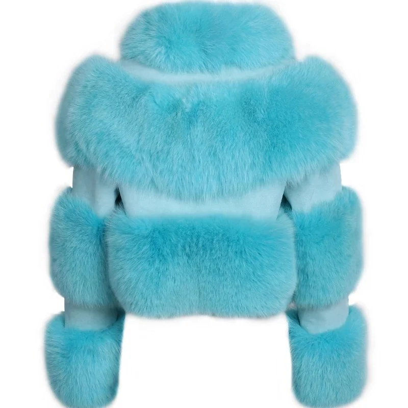 Natural Fur Jacket Winter Warm Ladies Natural Fox Fur Coat Turn-Down Collar Fur Jacket For Women
