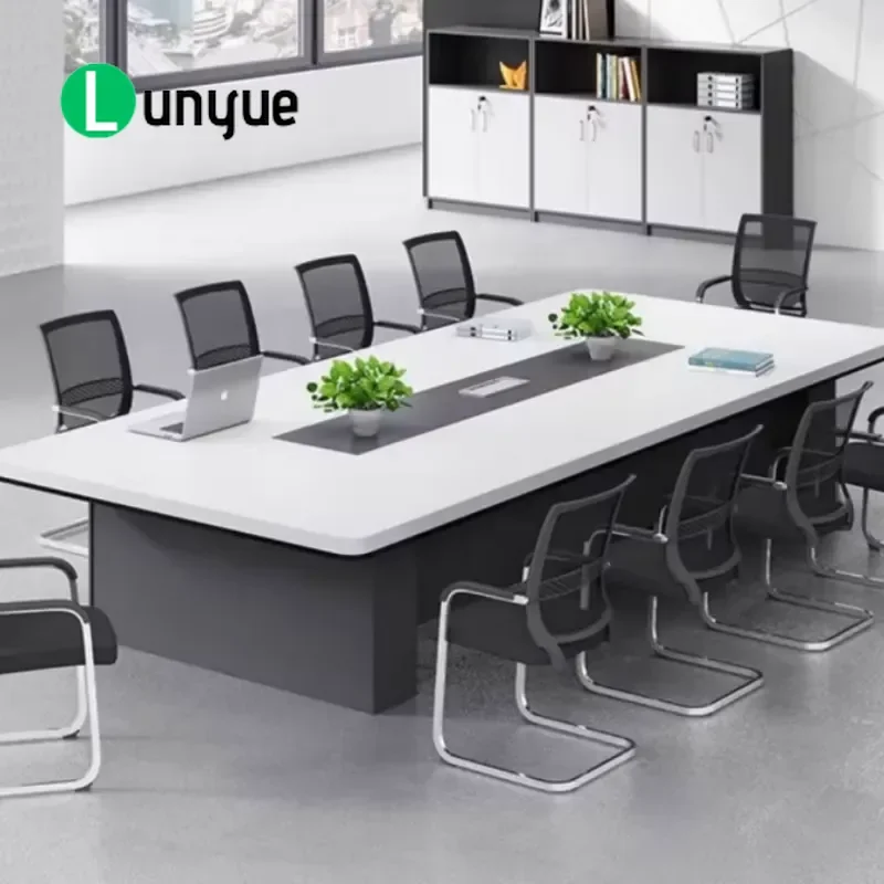 Premium Rectangular Conference Table with Integrated Power Flip Socket Professional Finish Elegant Collaboration Desk for