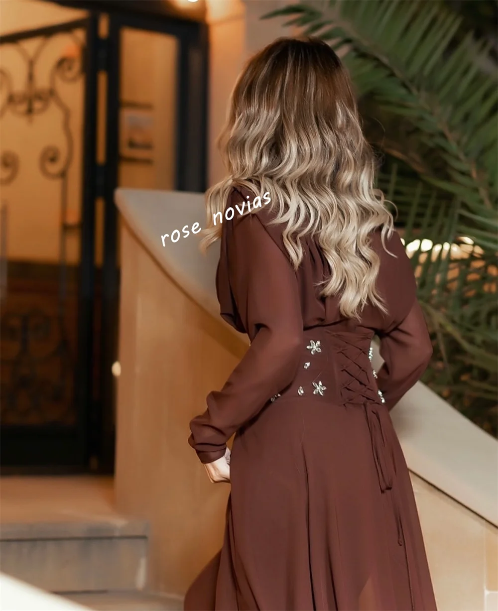 Robe de soirée personnalisée avec strass, col rond, ligne a classique, longue, sur mesure, pour occasions élégantes, fête de mariage