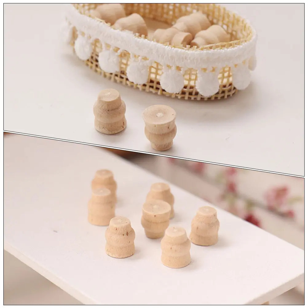 

12Pcs Natural Hardwood Mini Table Legs for Dollhouse Miniature Furniture Legs for Mini Sofa Cabinet Bed Tea Table DIY House
