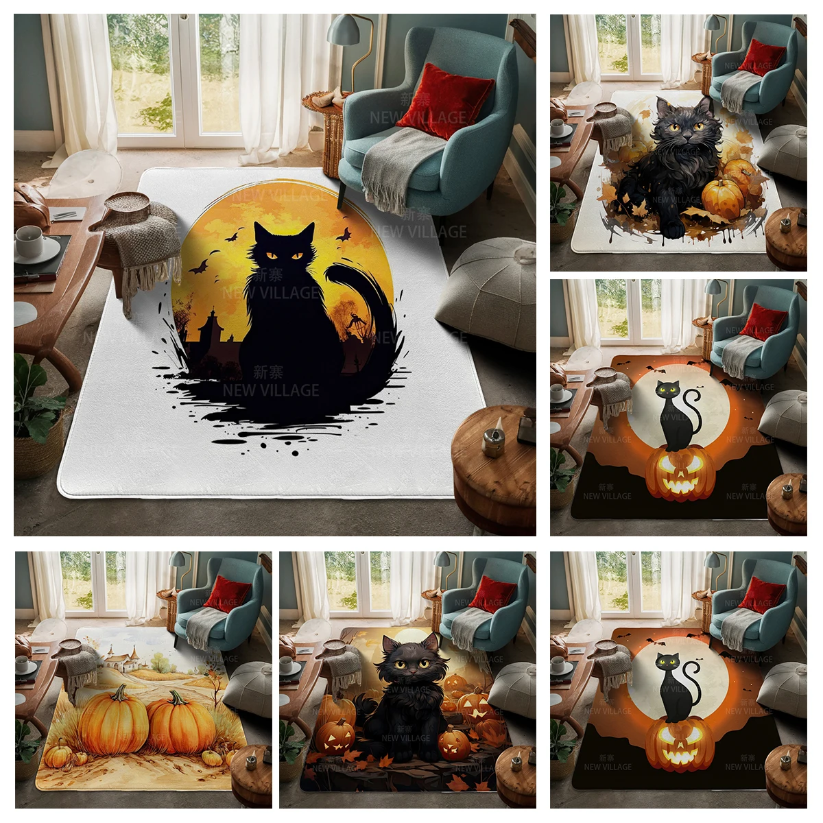 House entrance carpet Home door mat Living Room Bath Foot bathroom non-slip water absorption rugs Halloween Autumn Pumpkin cute