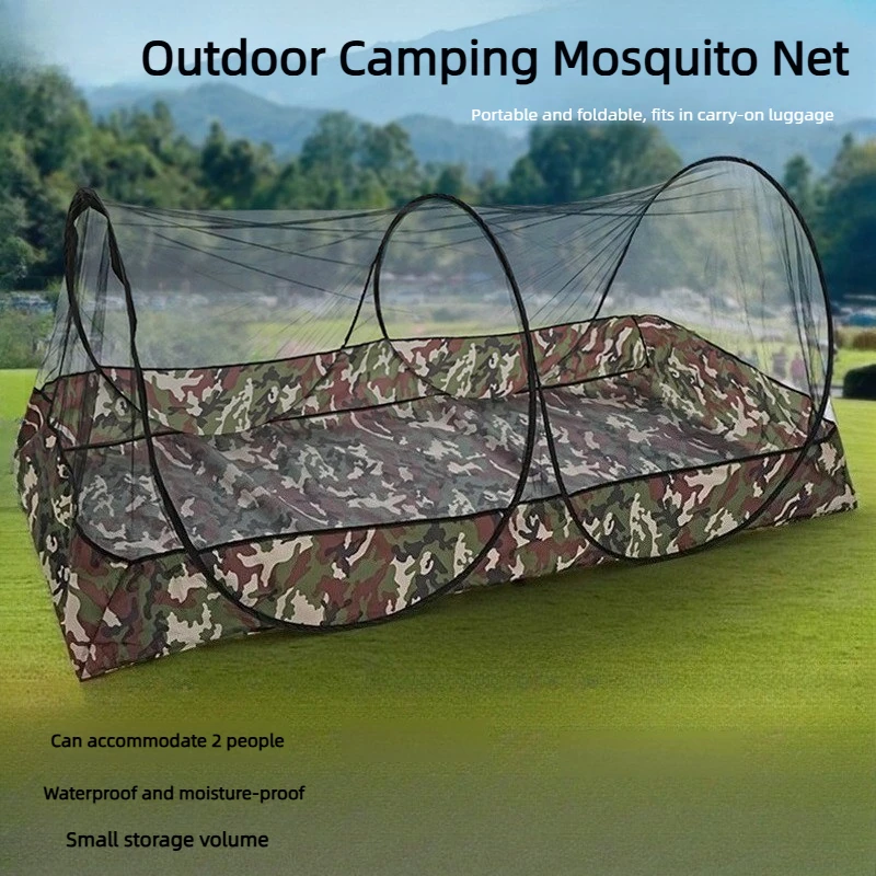 Camouflage Camping Travel Mosquito Net Single Floor Enclosure Installation Free Portable Encrypted Insect Barrier Mesh