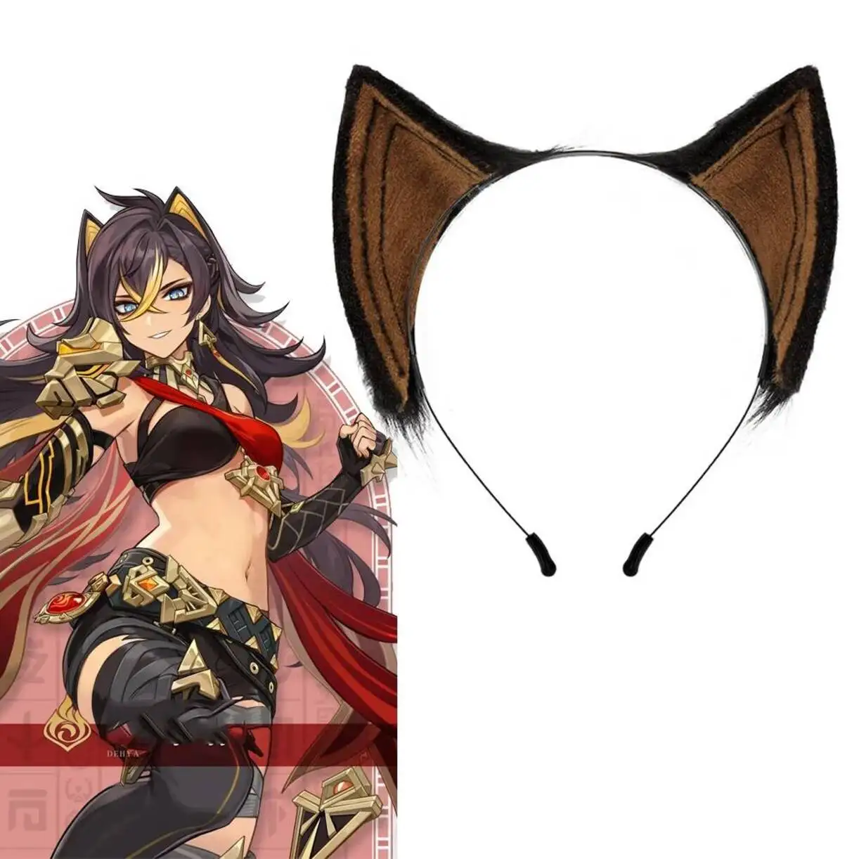 

Game Genshin Impact Headwear Dehya Cosplay Women Plush Fake Ear Props Fur Lolita Headband Halloween Hair Hoops Acg Accessories P