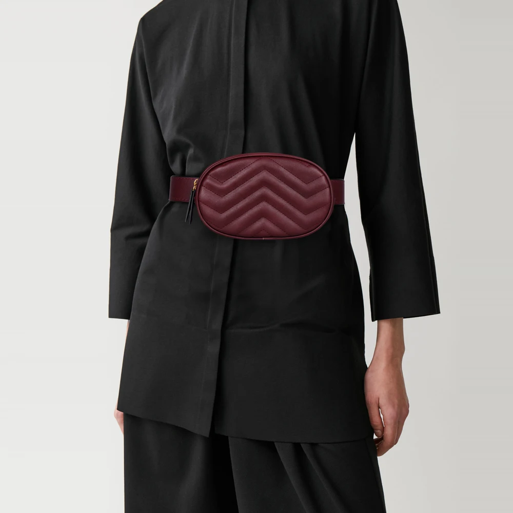 

Customizable LOGO Fashion Women's Mini Waist Bag High Quality Adjustable Crossbody Bag Leather Waterproof Waist Bag Oval Bag