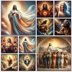 Diamond Painting Art DIY Jesus Mary Family Diamond Mosaic Kit 5D Square Round Rhinestones Gemstone Cross Stitch Home Wall Decor