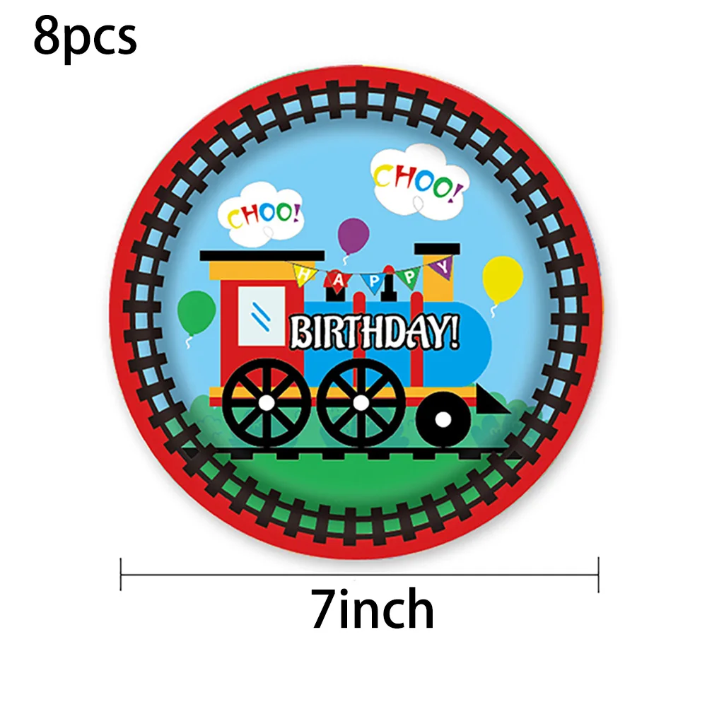 Eisenbahn-Kindergeburtstag Partyzubehör: Schnapparmbänder, Geschenktüten, Schlüsselanhänger, Geburtstagshüte und Dekorationen – Detail 5