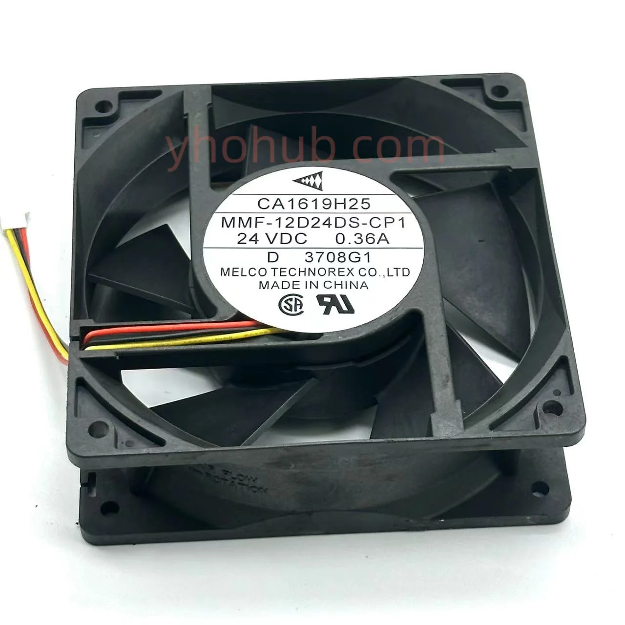 

Melco CA1619H25 MMF-12D24DS-CP1 DC 24V 0.36A 3-Wire 120X120X38mm Server Cooling Fan