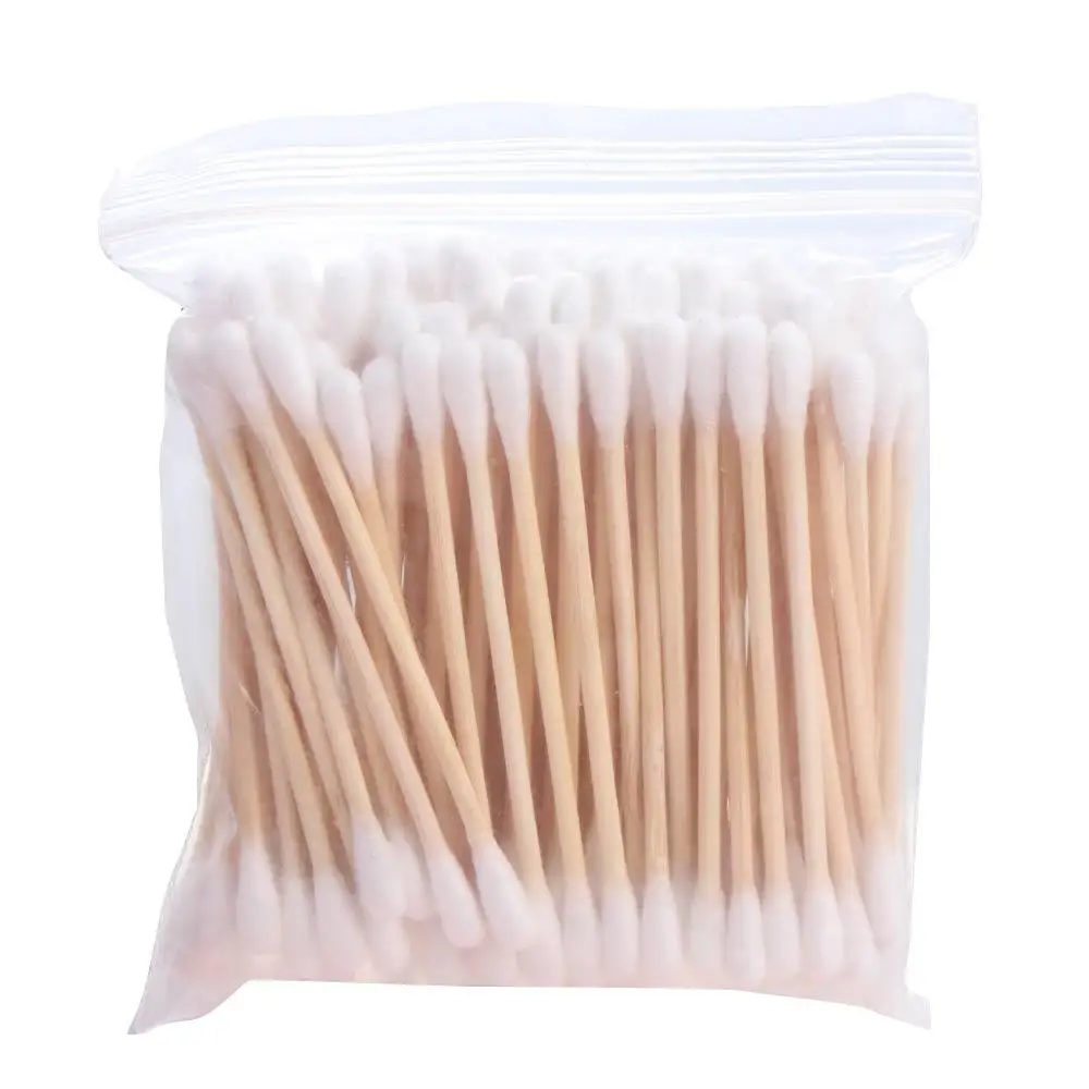 100PCS Double-Ended Disposable Cotton Swabs Wooden Manicures Hygiene Cotton Stick Ear Clean Beauty Cleaning Tampons Makeup Tool