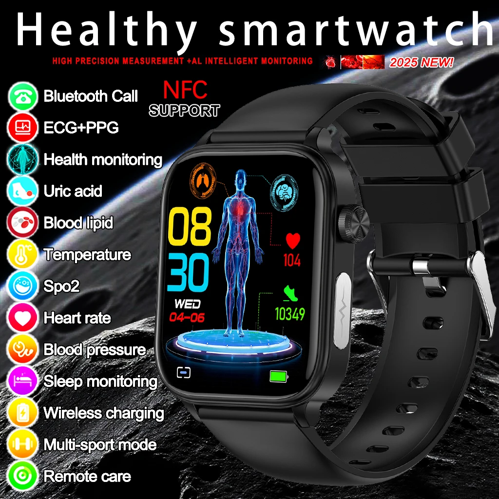

Новинка 2024 года, умные часы Ultra Health SmartWatch, липиды в крови, ЭКГ, мочевая кислота, пульс, BT, кровяное давление, умный браслет