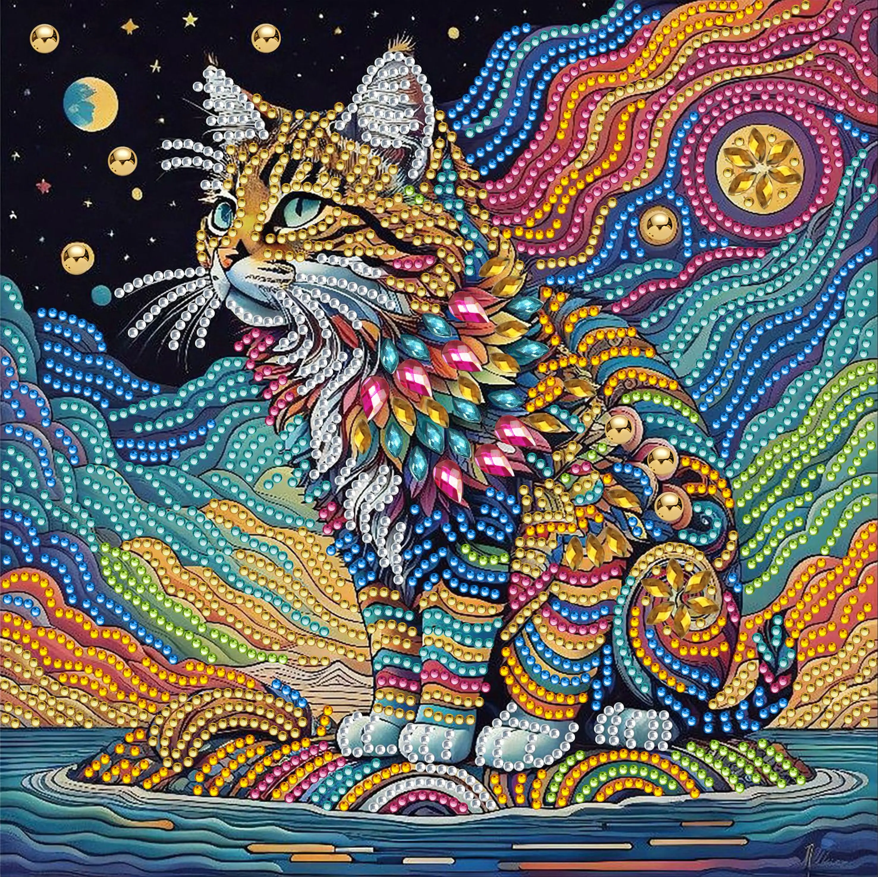 

RUOPOTY Cat Special Shape Diamond Painting Kits For Adults Animals Handmade Diamond Art Painting Kits Crystal Rhinestones