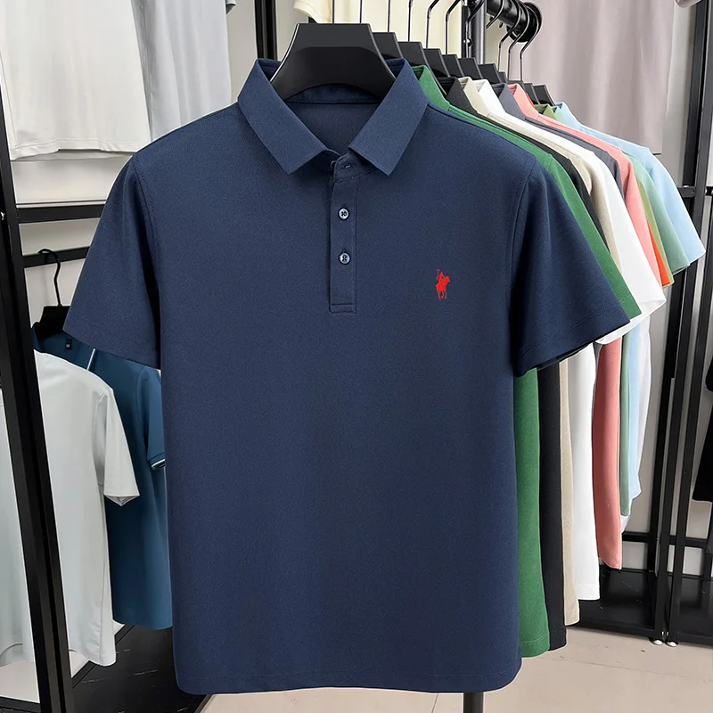 Marca de alta gama bordada camisa polo de manga corta para hombres verano lujoso ocio empresarial transpirable camiseta Paul de color sólido