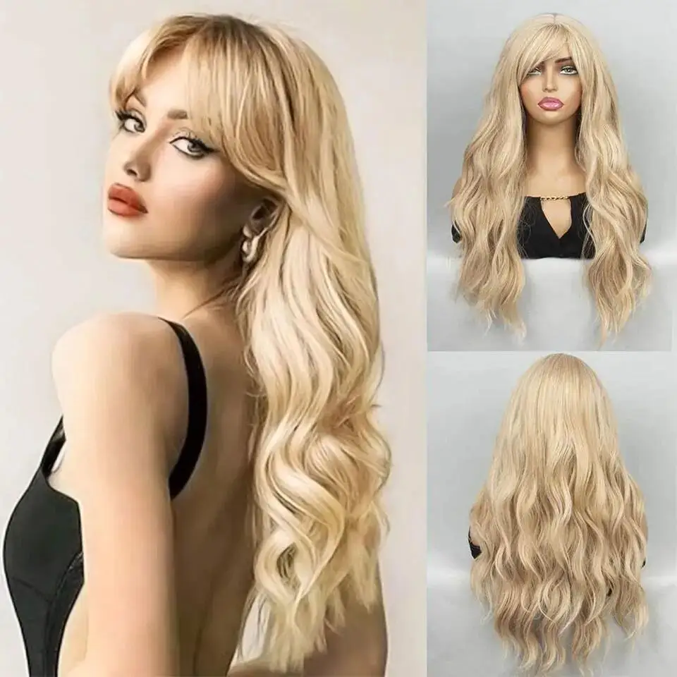 

Blonde Synthetic Wig High Quality Wavy Cosplay Wig White Wig Glueless Wig Natural Hairline Wigs For Black Women Fashion Hair