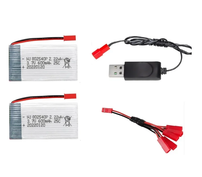 1S 3.7V 600mAh 25C bateria Lipo 802540P kabel wtyczka JST/USB do X400 X500 X800 HD1315 HJ818 HJ819 X25 R/C Quadcopter R/C Drone