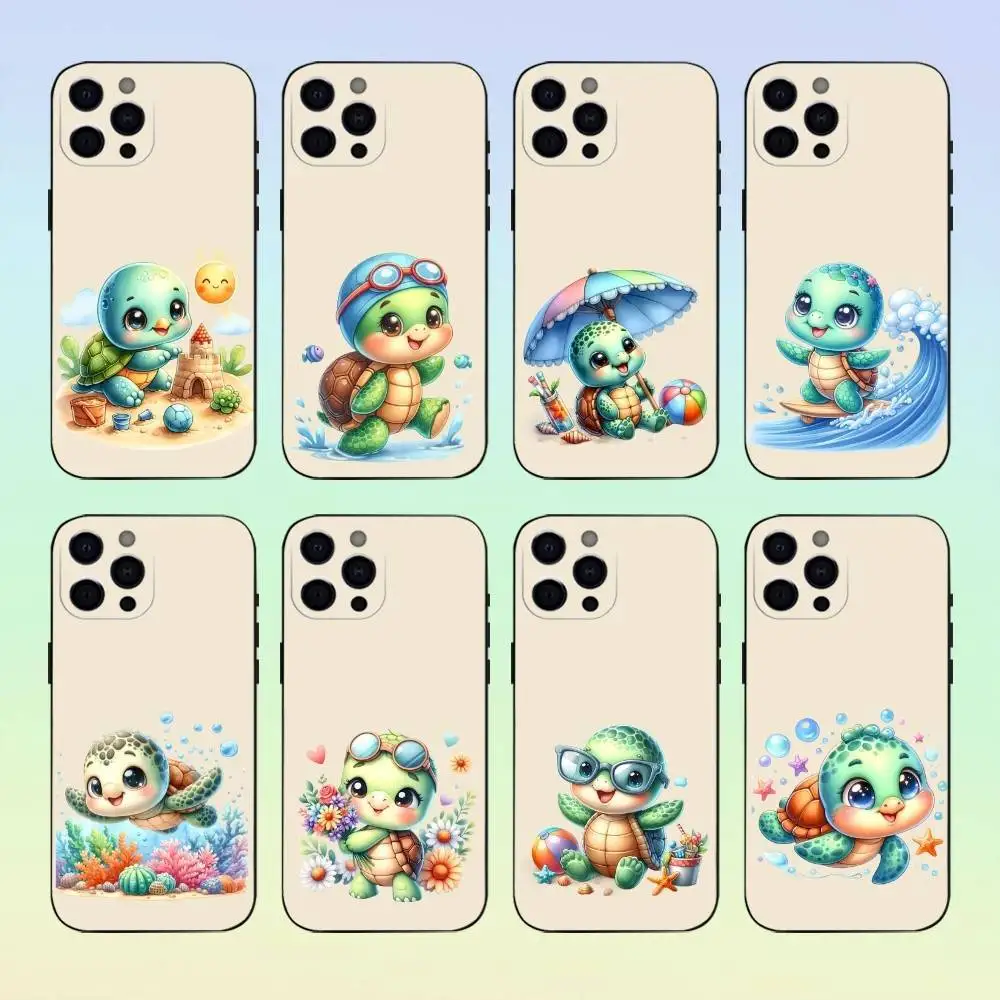 

Baby T-Turtles Phone Case For iPhone 17,16,15,14,13,12,11 ,Soft Silicone Black Cover