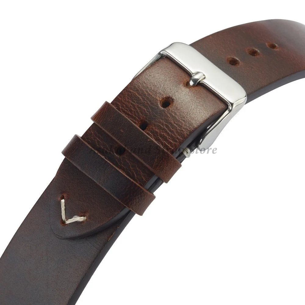 Handmade Retro Oil Wax Genuine Leather Calfskin Strap 18mm 19mm 20mm 21mm 22mm 24mm Quick Release Women Watch Band Accessories image 5