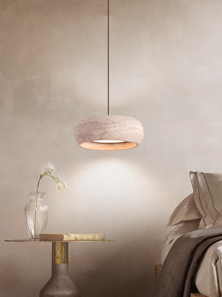 

Japanese Wabi-Sabi Cave Stone Bedroom Bedside Chandelier Restaurant Dining Pendant Bar Creative Retro Cream Wind Pendant Lamps