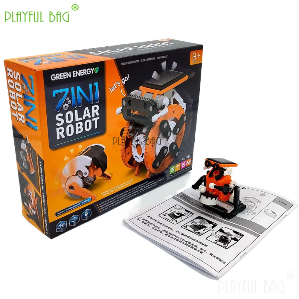 Diy montado brinquedos 7-em-1 auto instalando robô solar brinquedo ciência criativa movido a energia solar conjuntos de construção de haste crianças presente vg222