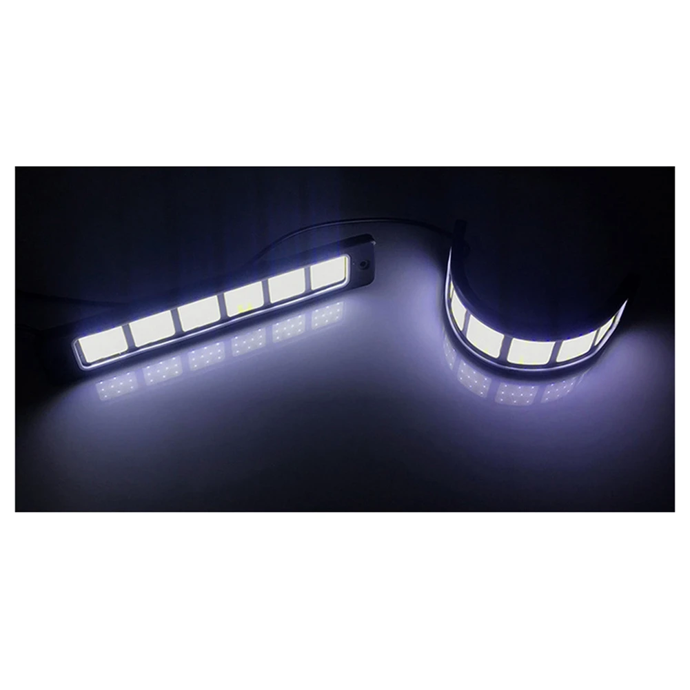 A13Z-2Pcs Super Bright LED Daytime Running Lights Car Driving Fog Lamp Waterproof Flexible DRL COB LED Strip 190X35mm 12V