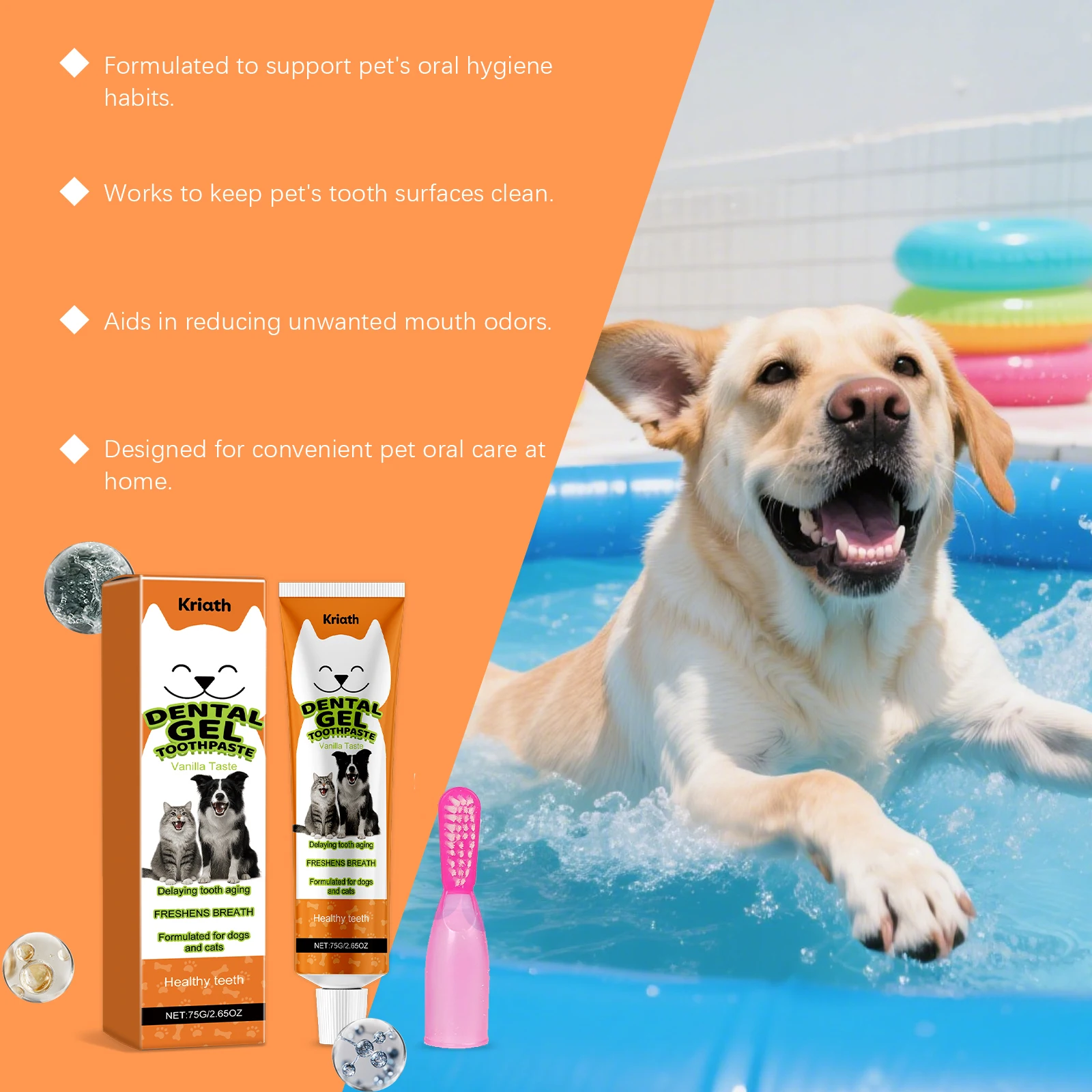 Pet Toothpaste Care Set Vanilla Flavor Effective Remove Dental Plaque Eliminate Pet Bad Oral Odor Pet Oral Clean Toothpaste Kit